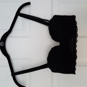 Frederick's black lace balconette bra